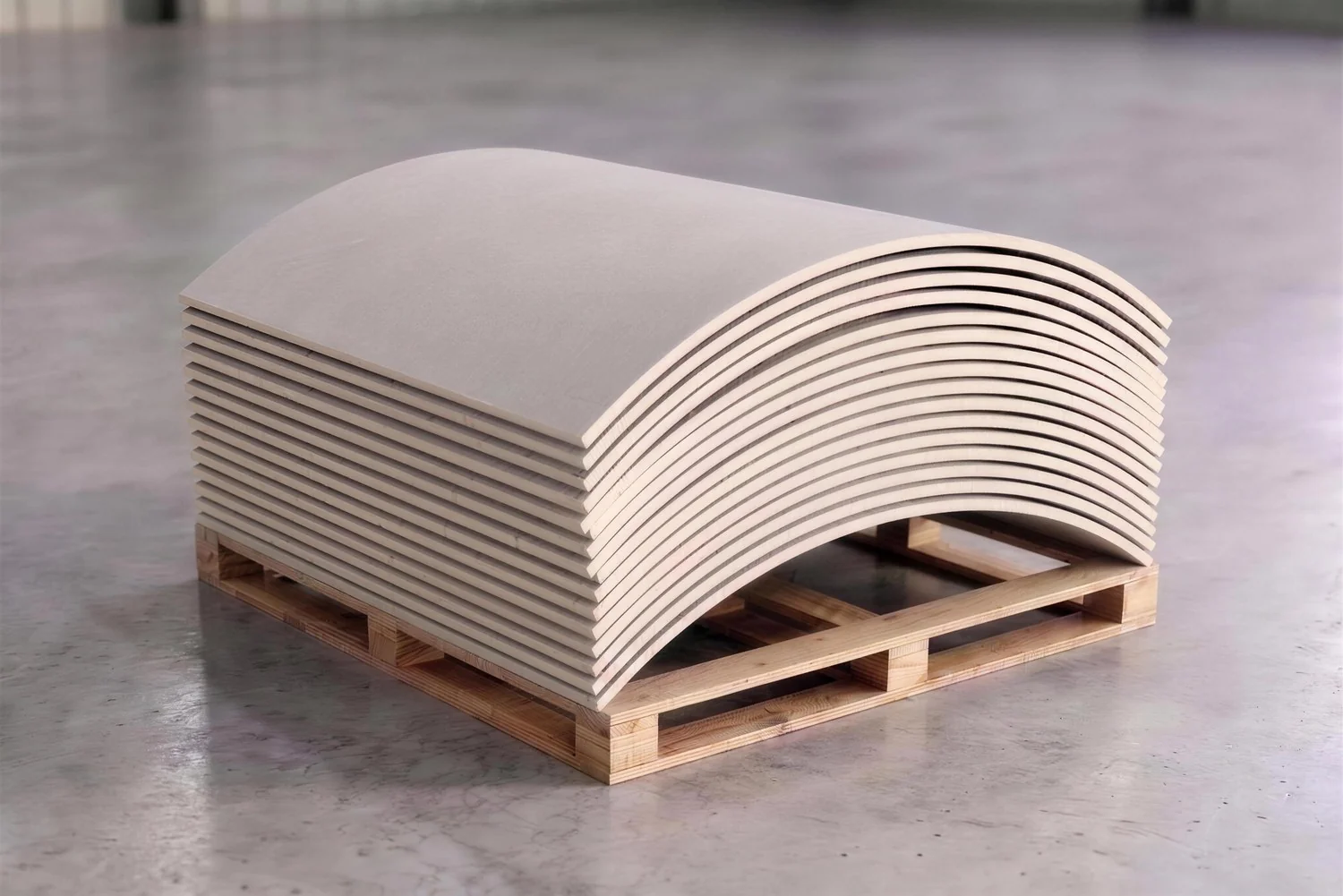 Curved fiber cement boards demonstrating the material's flexibility